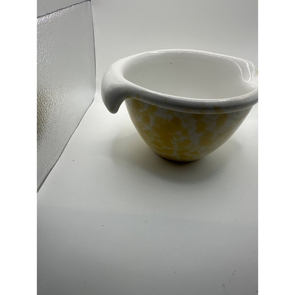 Bordallo Pinheiro Yellow & White Ceramic Mixing Bowl With Pour Spout
